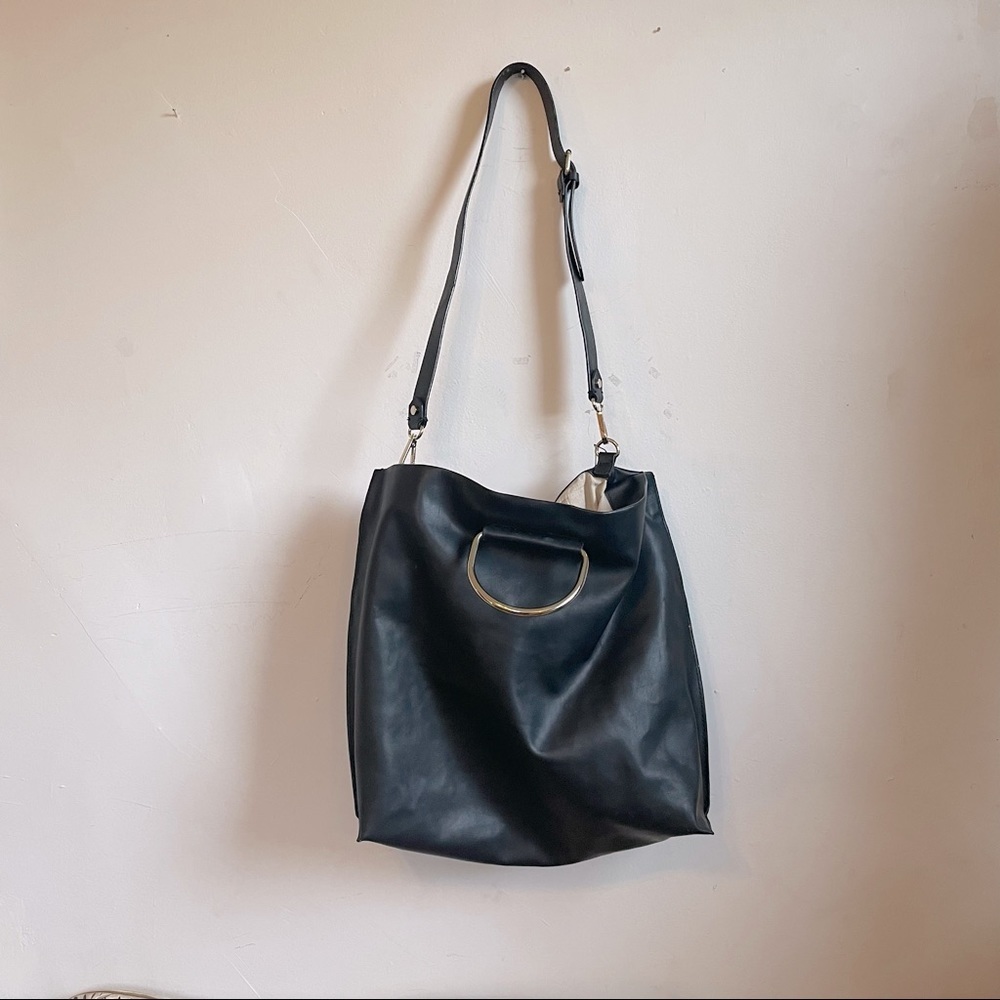 Zara | oversized clutch tote bag with metal handles
